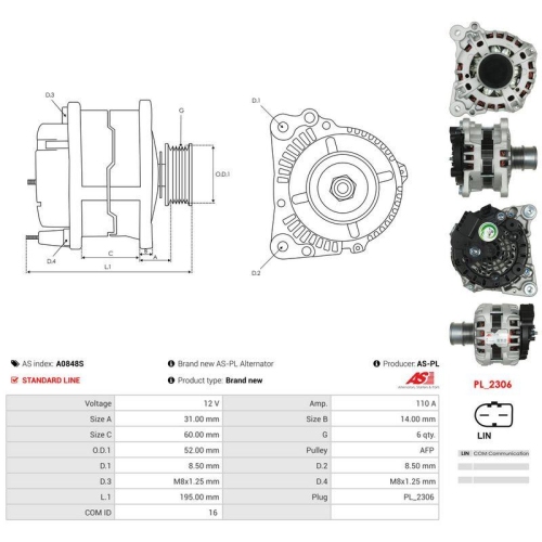 AS-PL Generator AS A0848S