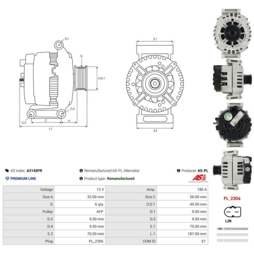 AS-PL Generator Wiederaufbereitet AS A3145PR