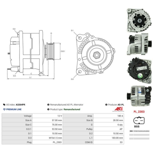 AS-PL Generator Wiederaufbereitet AS A3264PR