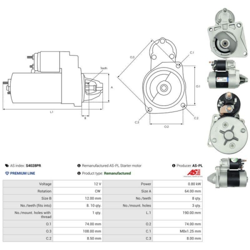 AS-PL Starter Wiederaufbereitet AS S4028PR