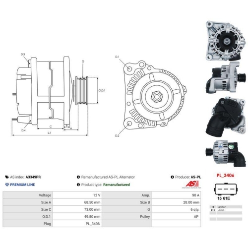 AS-PL Generator Wiederaufbereitet AS A3349PR