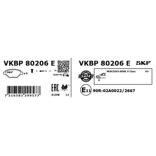SKF Bremsbelagsatz, Scheibenbremse VKBP 80206 E