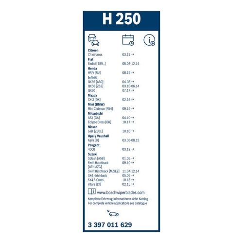 BOSCH Wischblatt Rear 3 397 011 629