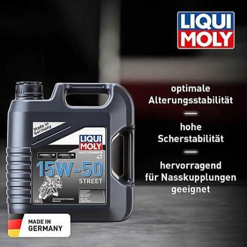 Liqui Moly Motorbike 4T 15W-50 Street Motor&ouml;l 12 Liter 3 St&uuml;ck API SN Plus 1689