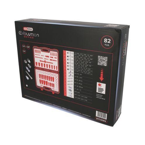 1/4 Zoll+3/8 Zoll+1/2 Zoll Steckschl&uuml;ssel-Satz 82-tlg Zollma&szlig;e KS TOOLS 917.0082
