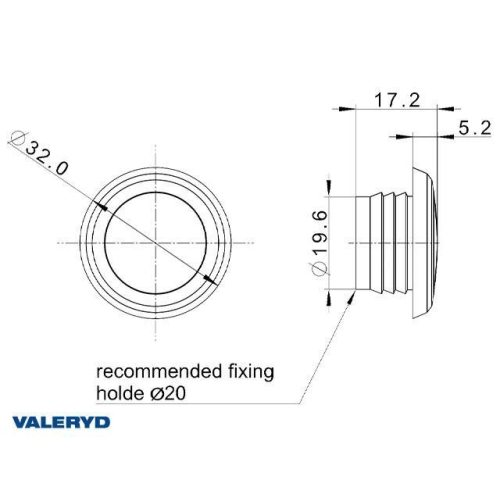 LED Seitenmarkierungsleuchte Valeryd D-32x17,2mm Gelb 12-36V mit je 0,15m Kabel
