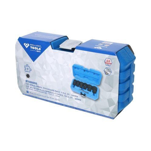 1/2 Zoll Spiral-Profil-Stecknuss-Satz, 7-tlg, 21 - 32mm BRILLIANT TOOLS BT026005