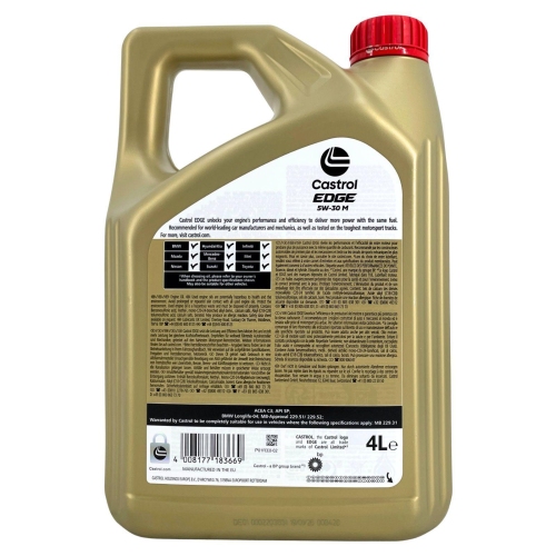 Motor&ouml;l CASTROL EDGE 5W-30 ACEA M C3 API SN BMW Longlife-04 MB - 4 Liter 15F6DB