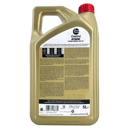 Castrol Edge TD 5W-40 VW 505 Renault Opel Mercedes MB 229/226 Ford Fiat 5 Liter