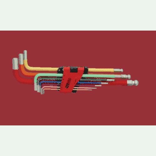 Kugelkopf-Innensechskant-Winkelstiftschlüssel-Satz, extra lang, 9-tlg KS TOOLS