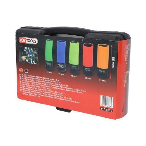 1/2 Zoll Alu-Felgen Kraft-Stecknuss-Satz robust, 5-tlg KS TOOLS 515.0870