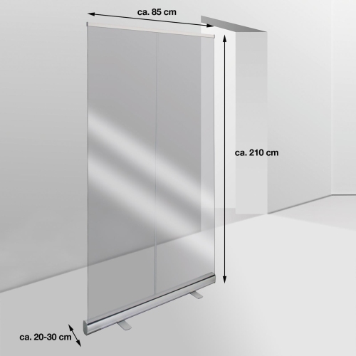 Hygieneschutzwand aus glasklarer PET-Folie Transparent, Folie ca. 85 x 200 cm