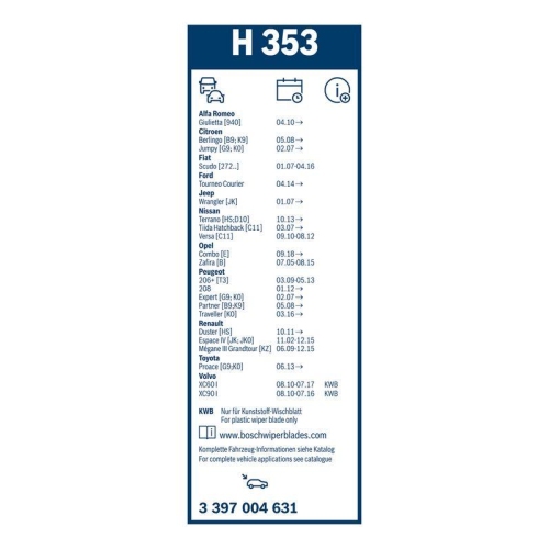 BOSCH Wischblatt Rear 3 397 004 631