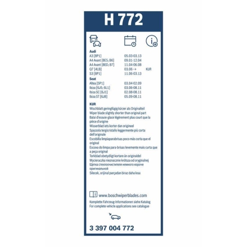 BOSCH Wischblatt Rear 3 397 004 772