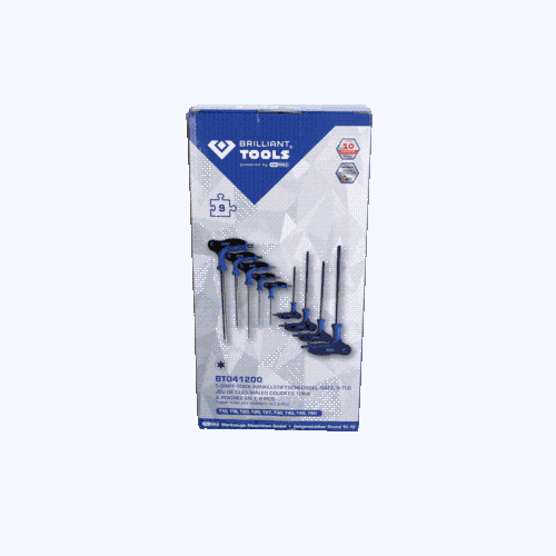 T-Griff-Torx mit Stirnlochbohrung-Winkelstiftschl&uuml;ssel-Satz 9-tlg BT041200
