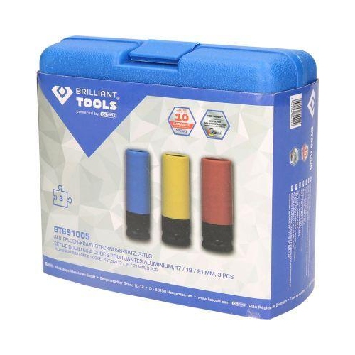 1/2 Zoll Alu-Felgen-Kraft-Stecknuss-Satz, 17 / 19 / 21 mm, 3-tlg BRILLIANT TOOLS