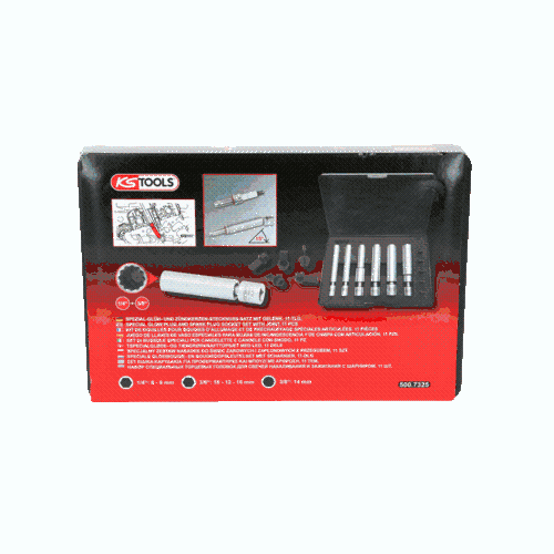 1/4 Zoll + 3/8 Zoll Spezial-Gl&uuml;h- und Z&uuml;ndkerzen-Stecknuss-Satz Gelenk 11-tlg