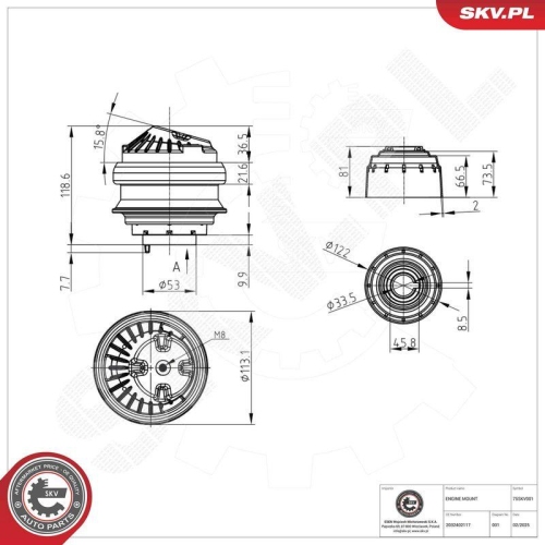 ESEN SKV Lagerung, Motor 75SKV001