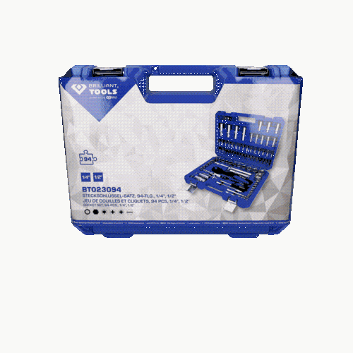 Steckschl&uuml;ssel-Satz, 94-tlg, 1/4 Zoll, 1/2 Zoll BRILLIANT TOOLS BT023094