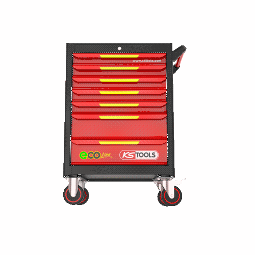ECOline SCHWARZ/ROT/GELB Werkstattwagen mit 7 Schubladen KS TOOLS 897.1007