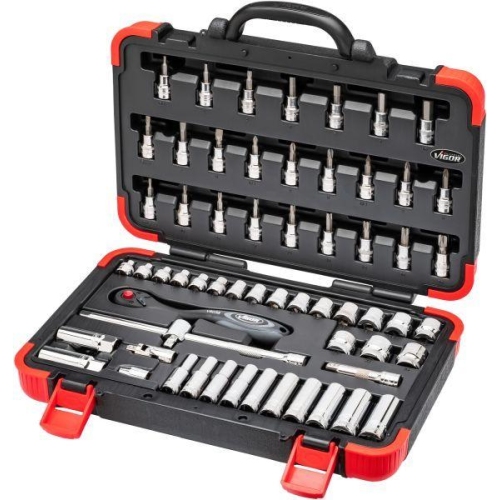 VIGOR Steckschl&uuml;sselsatz 61‑tlg. 3/8 Zoll 4kt. hohl 10mm V2305N