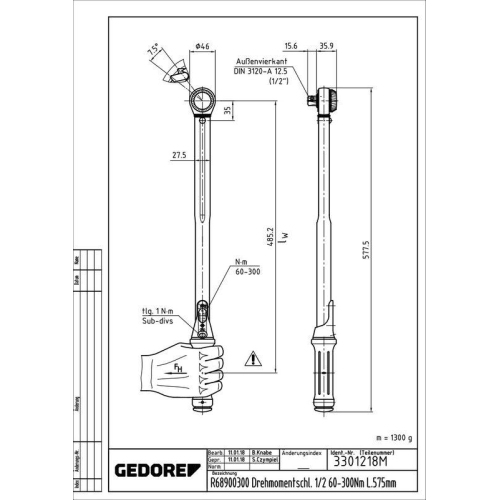 GEDORE Drehmomentschl&uuml;ssel R68900300