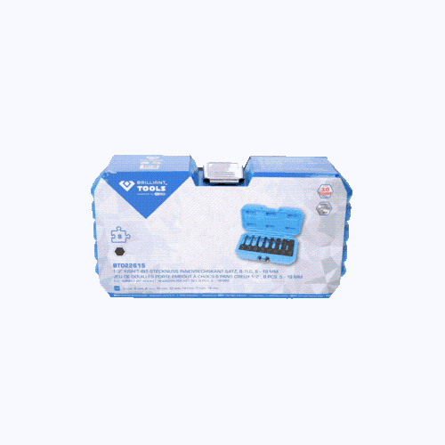 1/2 Zoll Kraft-Bit-Stecknuss-Satz Innensechskant 8-tlg 5 - 19 mm BRILLIANT TOOLS