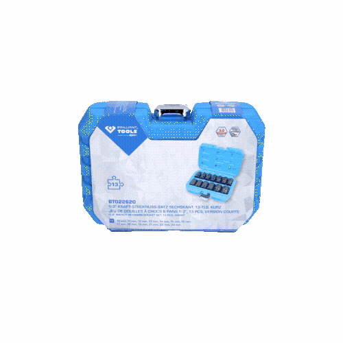 1/2 Zoll Kraft-Stecknuss-Satz, Sechskant, 13-tlg, kurz BRILLIANT TOOLS BT022620