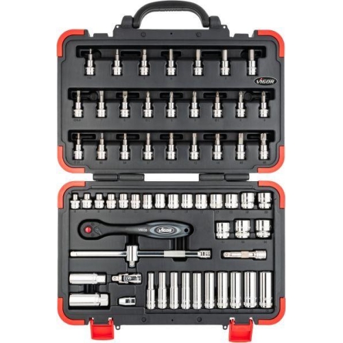 VIGOR Steckschl&uuml;sselsatz 61‑tlg. 3/8 Zoll 4kt. hohl 10mm V2305N
