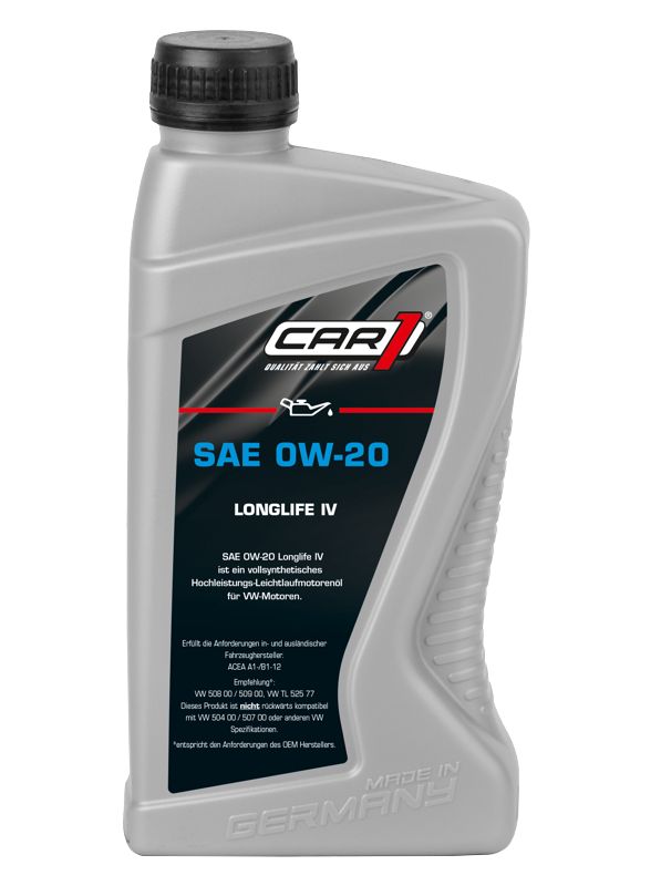 Motoren&ouml;l Motor&ouml;l SAE 0W-20 Longlife IV 1 Liter ACEA A1-/B1-12 508 00 / 509 00