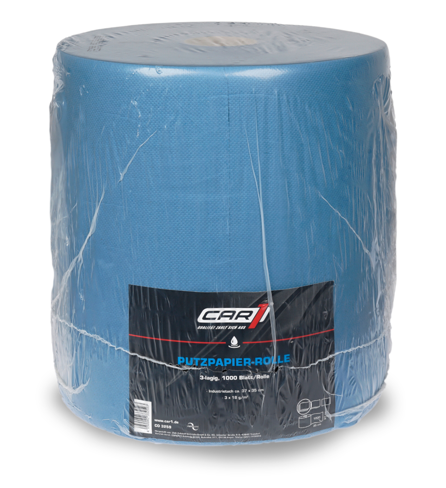 CAR 1 Putzpapier-Rolle 3-lagig 38x36 cm, 1000 Blatt Putzpapier