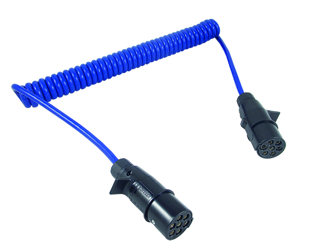 CAR 1 24 Volt 7-poliges Spiralkabel 2x N Stecker 3,5 Meter Anh&auml;ngerkabel LKW