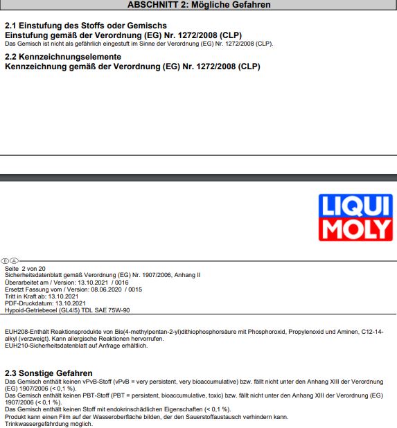 Liqui Moly Hypoid-Getriebeöl GL4/5 TDL 75W-90 20 Liter - Art.Nr. 1408 -Liqui Moly 1408 GG