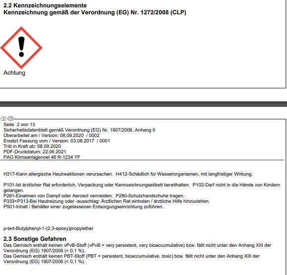 Klimaanlagen&ouml;l LIQUI MOLY 20736 PAG Klimaanlagen&ouml;l 100 R-1234 YF AC Oil 250 ml