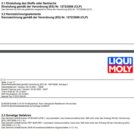 3x LIQUI MOLY Motoröl Special Tec F Eco, 5W-20, 1-Liter Kanister 3840 - 3 Liter