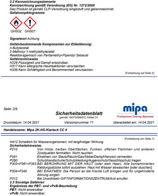 Mipa 2K-HS-Klarlack CC4 1000ml 233810001