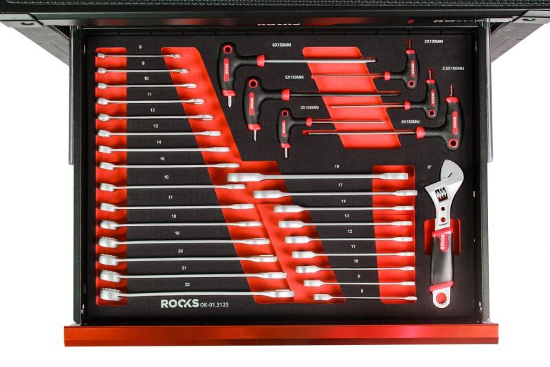 Satz Ringmaul-, Innensechskant- und verstellbarer Einmaulschlüssel, 31 Teile