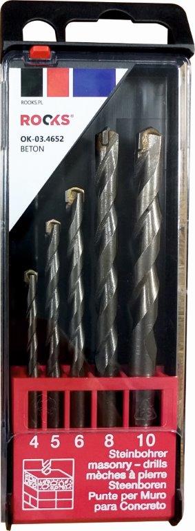 Betonbohrer walzenf&ouml;rmig, Set 5-tlg., 4, 5, 6, 8, 10 mm, OK-03.4652 ROOKS
