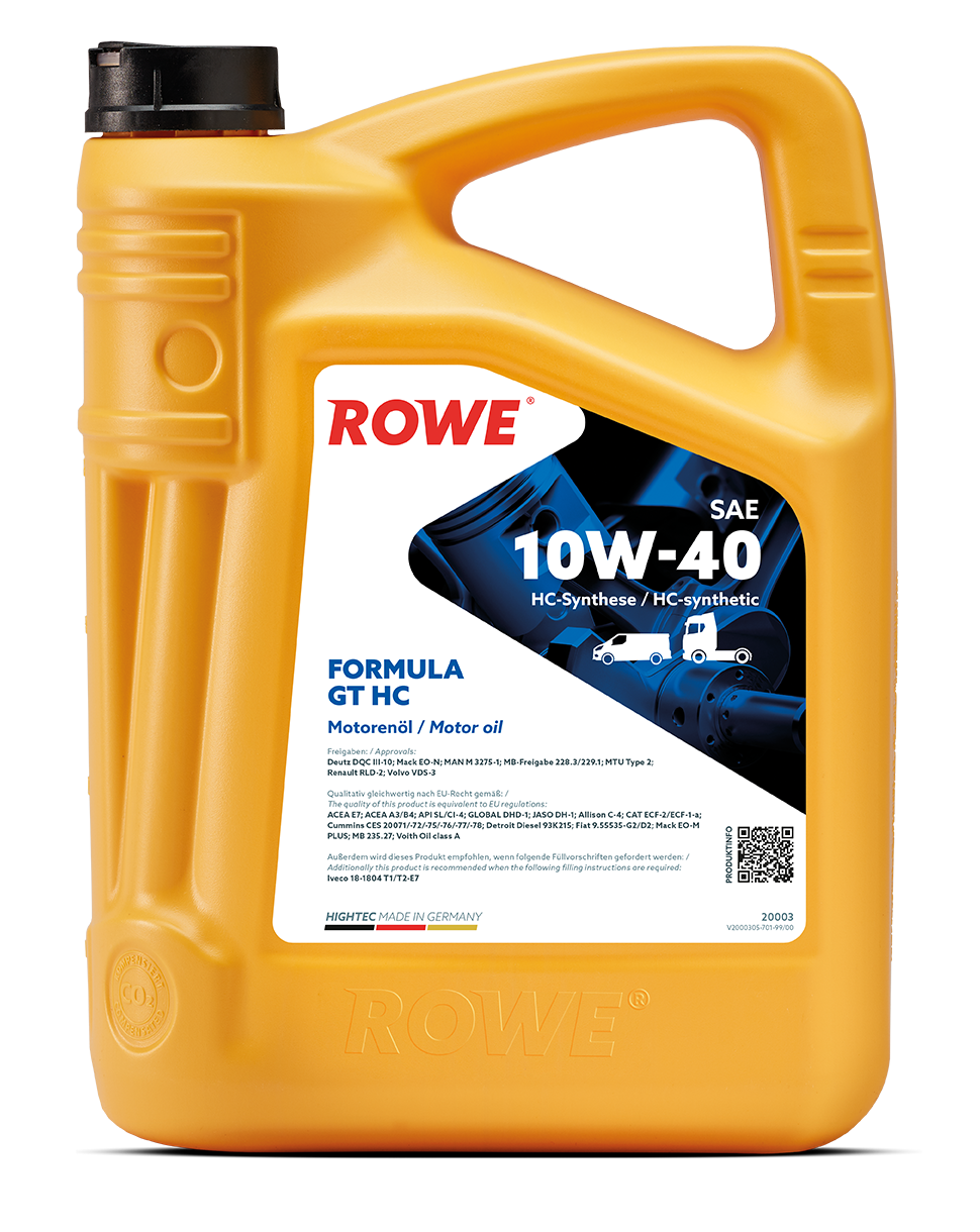 Motoren&ouml;l Motor&ouml;l Rowe HIGHTEC FORMULA GT SAE 10W-40 HC 5 Liter