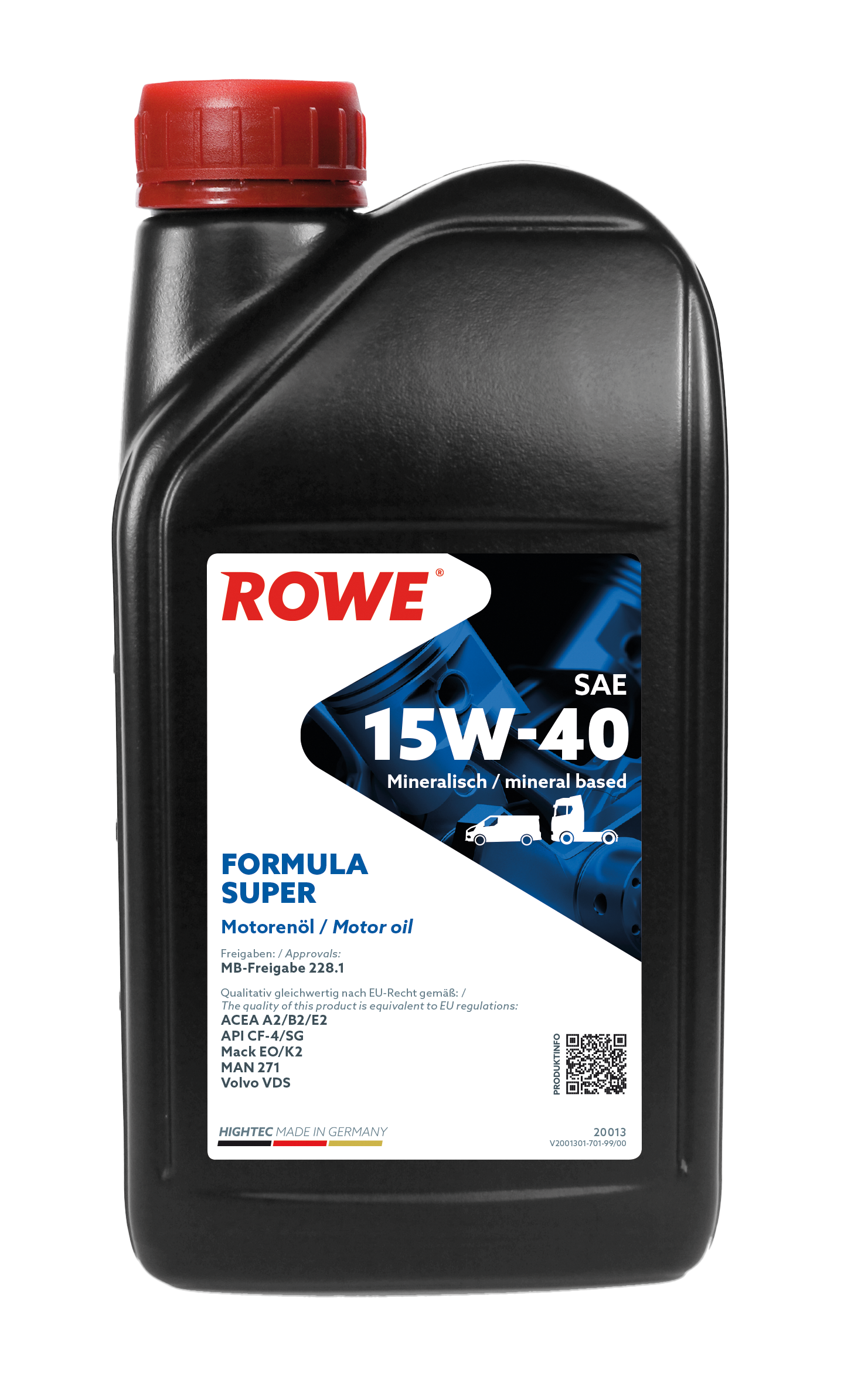 Motoren&ouml;l Rowe HIGHTEC FORMULA SUPER 15W-40 1 Liter f&uuml;r MB 228.1 MAN 271 API SG