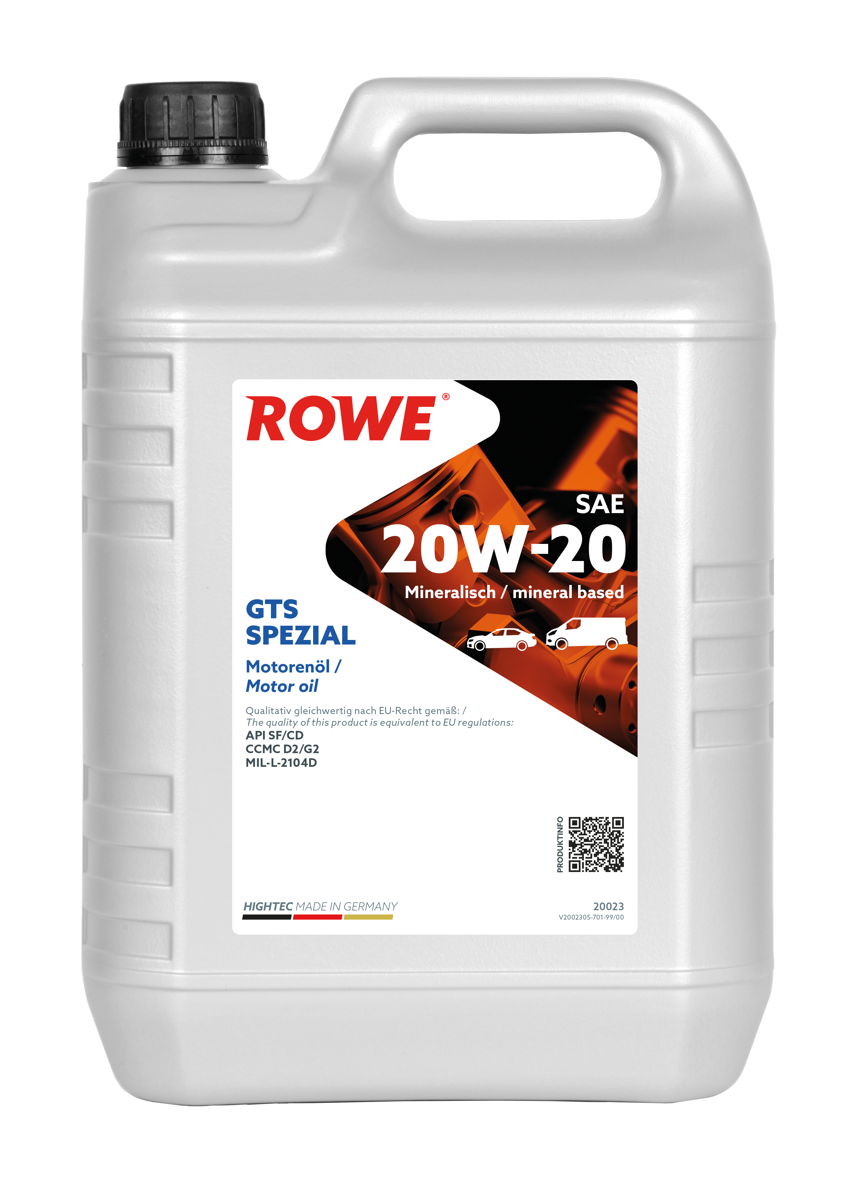 Motor&ouml;l Rowe Hightec GTS Spezial 20W-20 API SF/CD Oldtimer &Ouml;l Made in Germany 5L