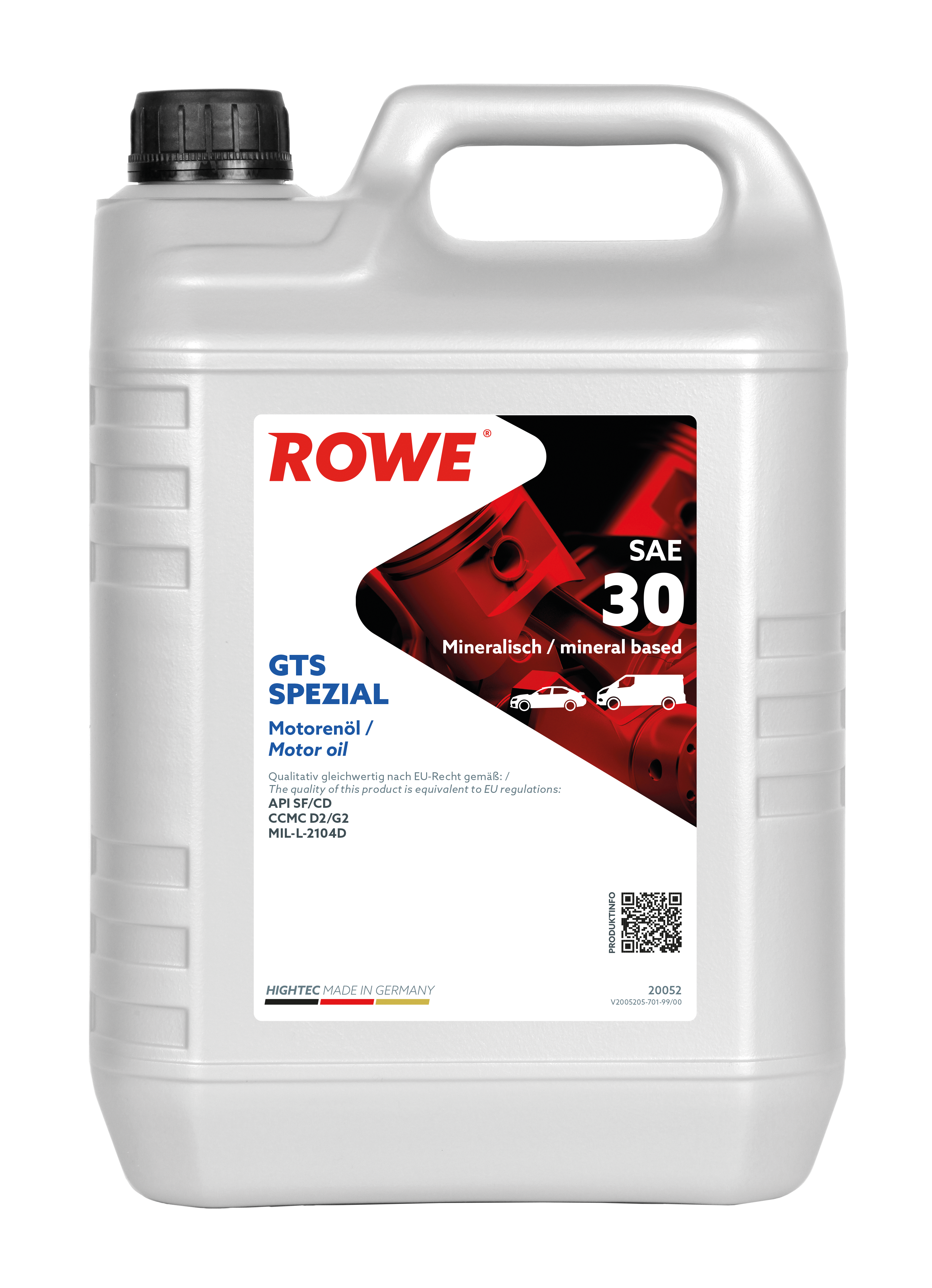 Oldtimer&ouml;l Rasenm&auml;her&ouml;l Rowe SAE 30 GTS Spezial API SF/CD 5 Liter