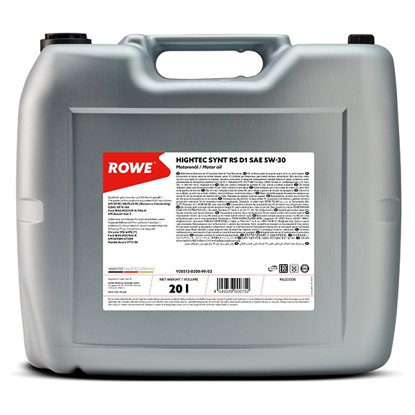 ROWE HIGHTEC SYNT RS D1 5W-30 Motor&ouml;l GM Dexos1 Gen 2 ILSAC GF-5/-6A 20 LITER