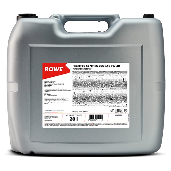 Motor&ouml;l Motoren&ouml;l HIGHTEC SYNT RS DLS SAE 5W-40 20 Liter Rowe 20307-0050-99