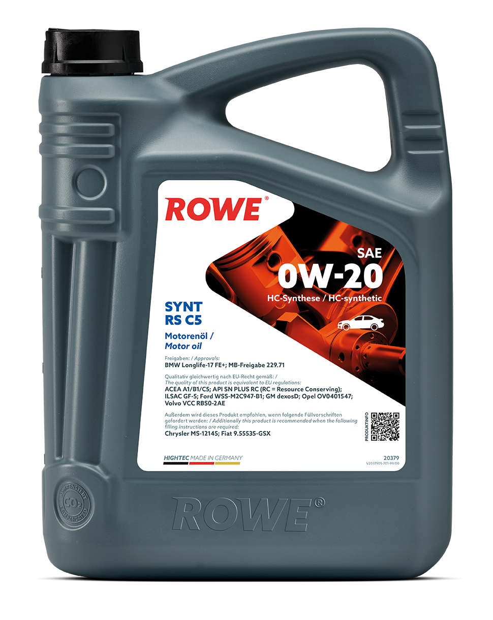 Motor&ouml;l Rowe HIGHTEC SYNT RS C5 SAE 0W-20 BMW Longlife-17 FE+ MB 229.71 5L