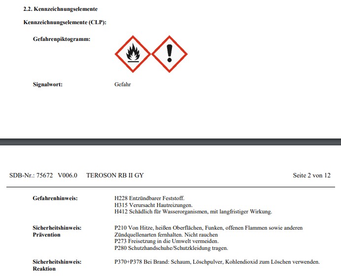 Flachprofil-Dichtband auf Basis von Synthese-Kautschuk 310ml TEROSON RB II 150000