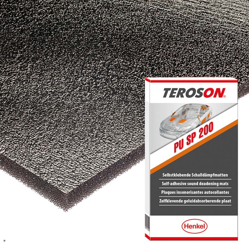 TEROSON Schalldämpfende Schaum-Matten PU SP200 schwarz 2 Stück 100x50cm 268286