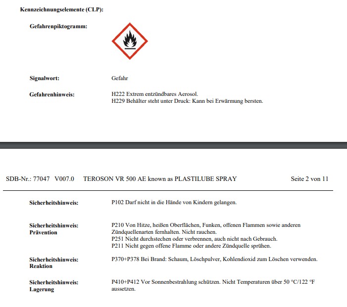 TEROSON Dauerschmierstoff Sprühdose VR 500 300ml 867933
