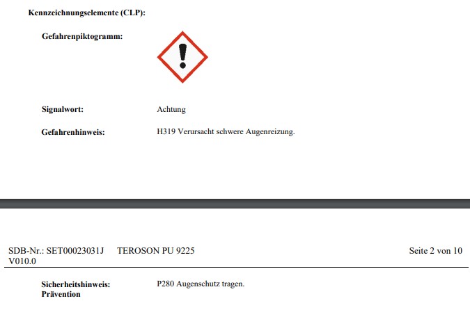 TEROSON Kunstoff-Reparatur-Klebstoff Plastikreparatur PU 9225 250ml 881837
