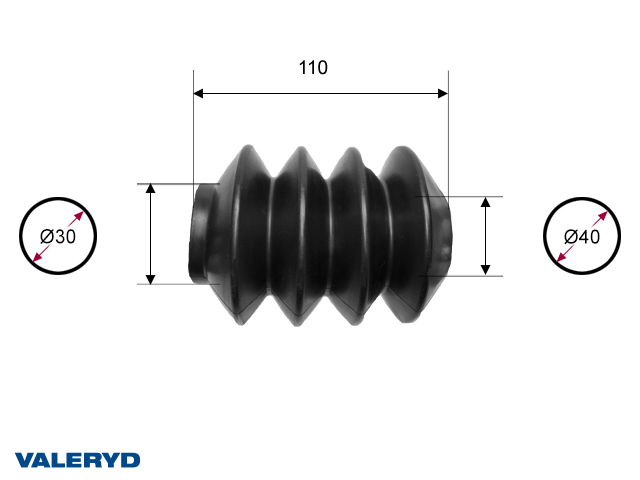 Valeryd, Faltenbalg passend f&uuml;r Al-ko 40/30mm - 4 Falten L=110